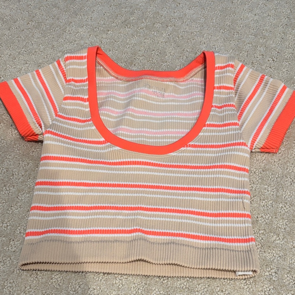 Striped Kids Shirt with Orange Accents